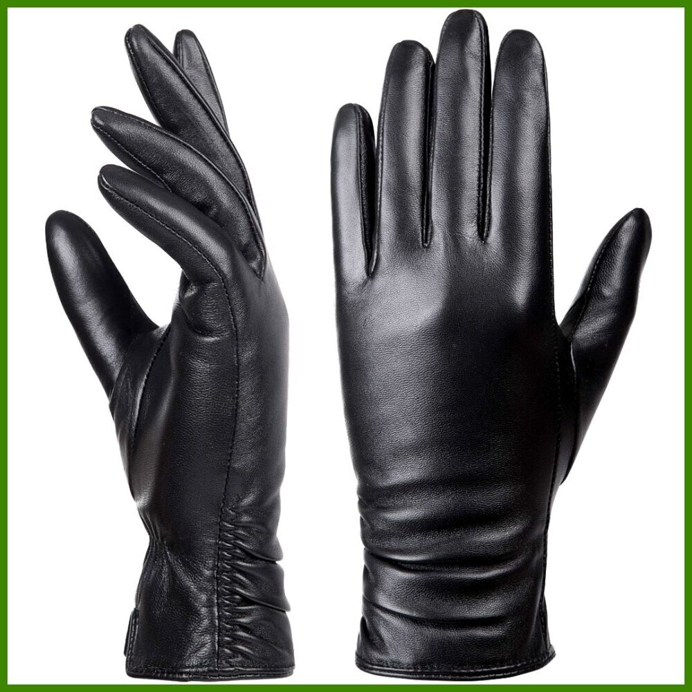 Winter Leather Touchscreen Gloves with Cashmere Lining